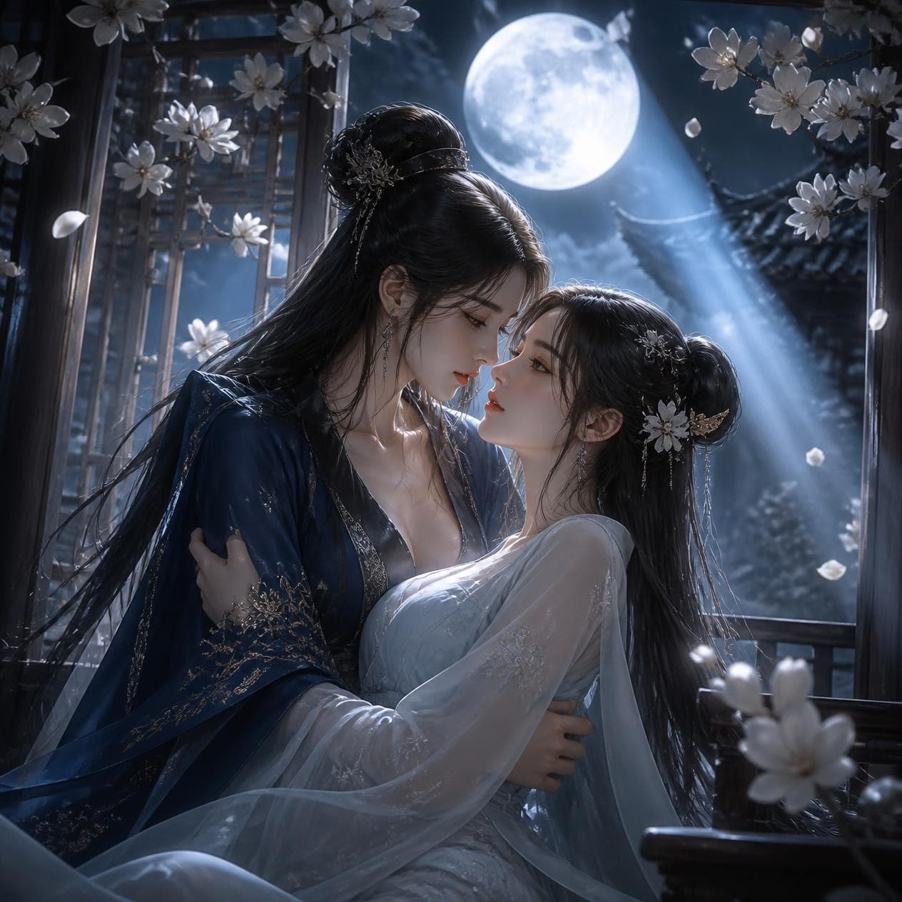 Tán Lụa Nhìn Trăng